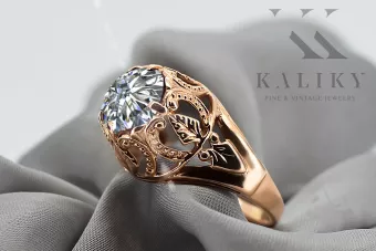 Оригинално ретро 14k розово злато Циркон Пръстен Винтидж крафт vrc080r